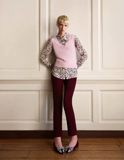 Cashmere V-Neck Sweater Vest-Coconut Ice Pink