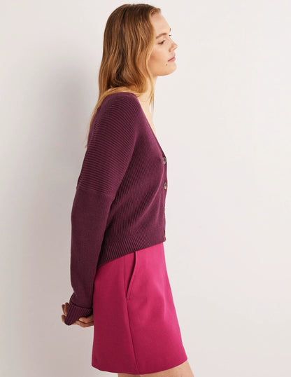 Turn Back Rib Cardigan-Berry