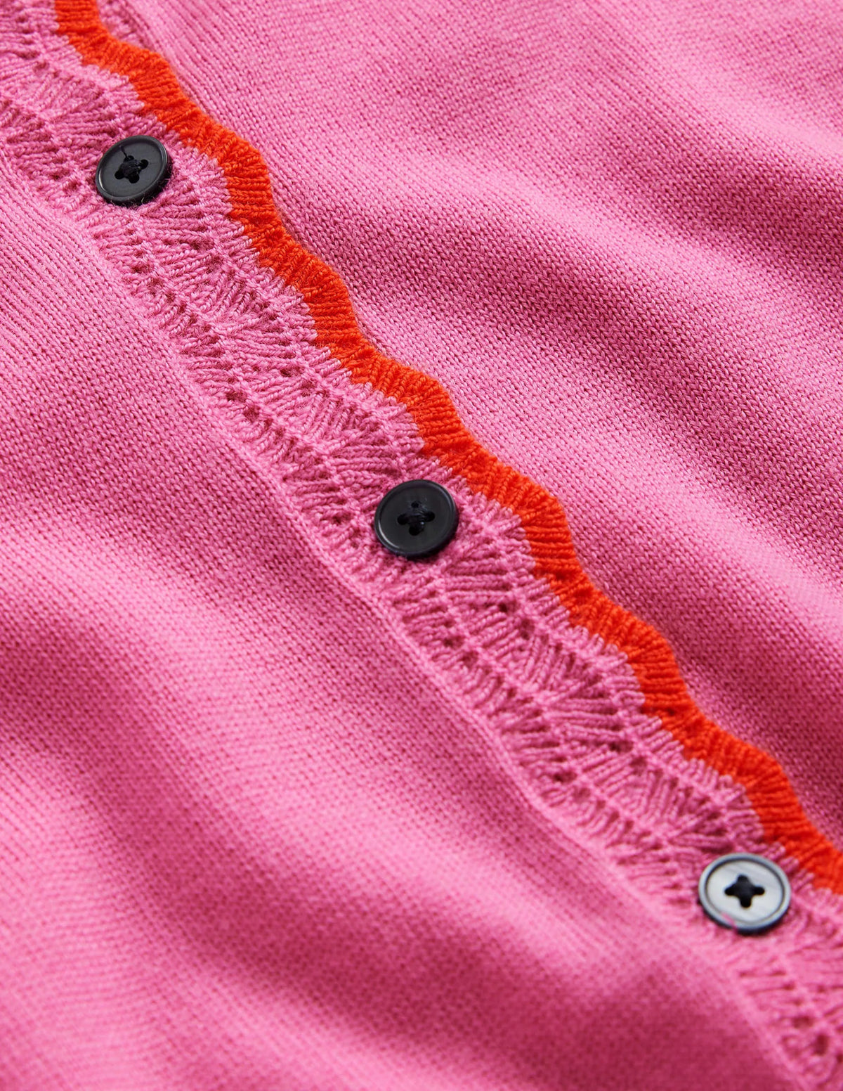 Merino Scalloped Cardigan-Mid Pink