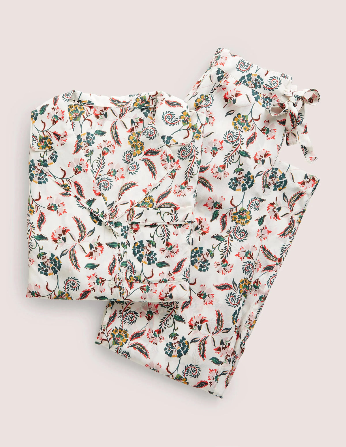 Silk Pajama Set-Ivory, Blossom Pome