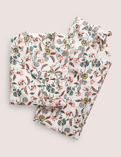 Silk Pajama Set-Ivory, Blossom Pome