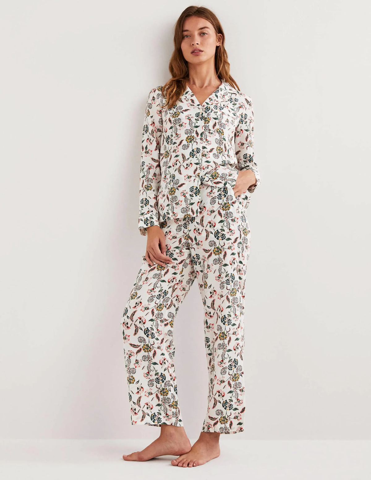 Silk Pajama Set-Ivory, Blossom Pome