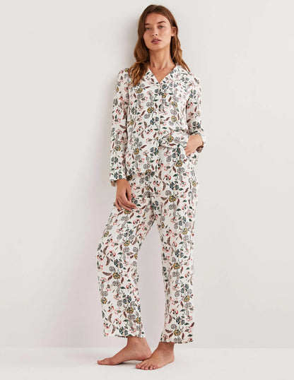 Silk Pajama Set-Ivory, Blossom Pome