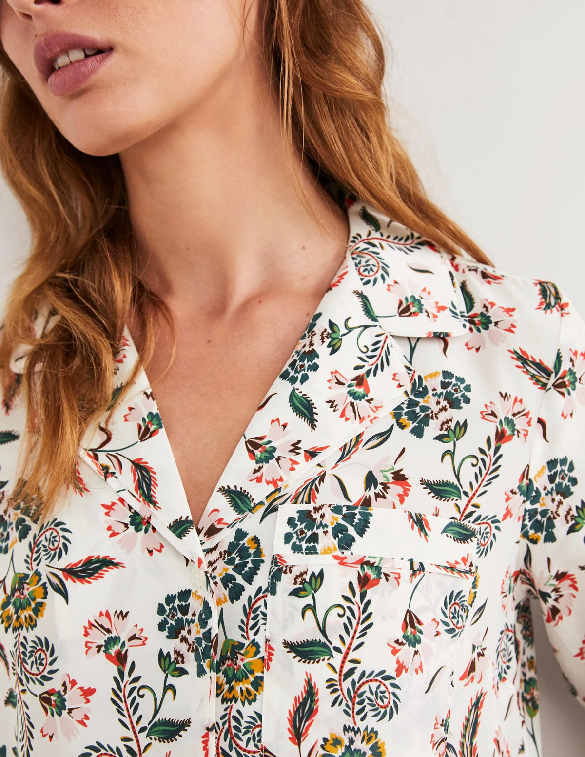 Silk Pajama Set-Ivory, Blossom Pome