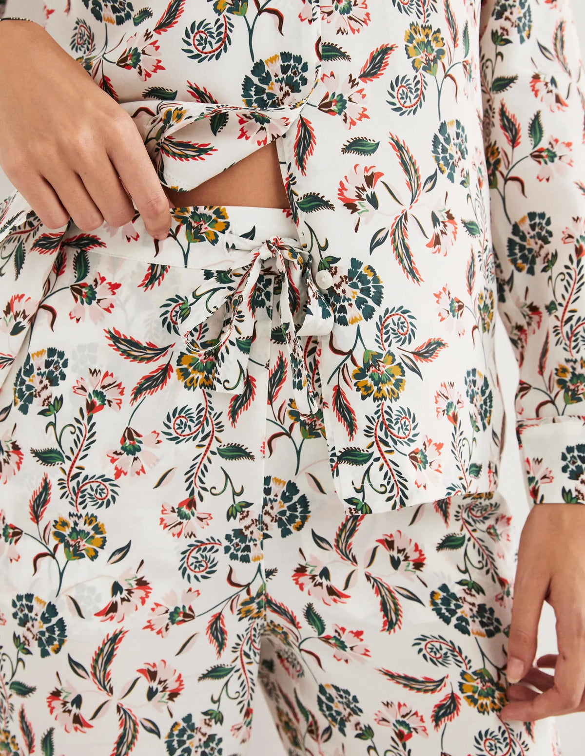 Silk Pajama Set-Ivory, Blossom Pome