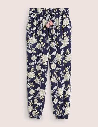 Crinkle Tapered Pants-French Navy, Chintz Bloom