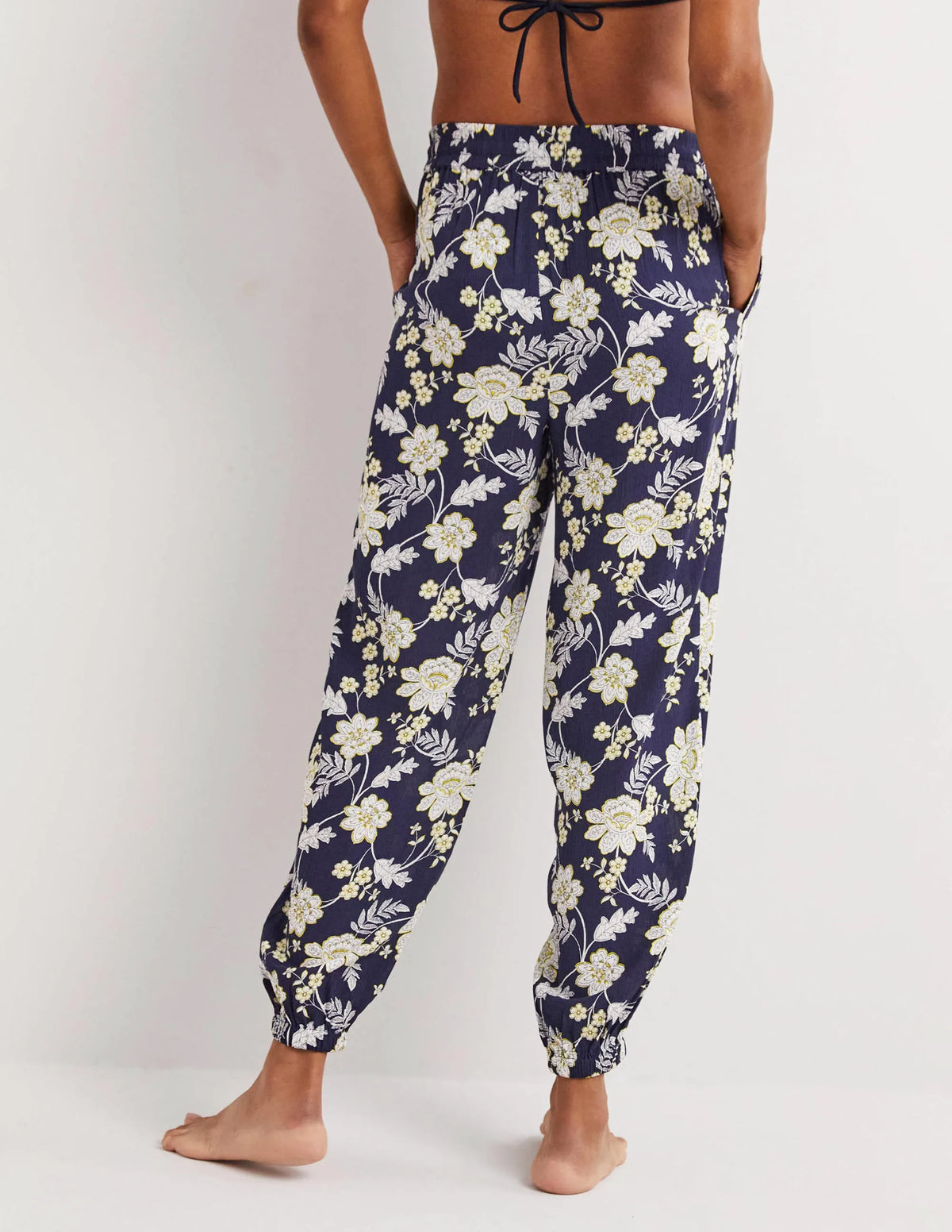 Crinkle Tapered Pants-French Navy, Chintz Bloom