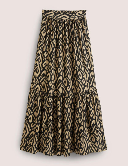 Grace Crinkle Maxi Skirt-Black, Ikat