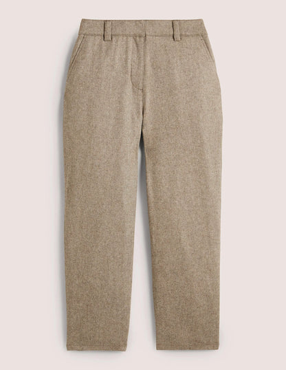 High Rise Balloon Leg Pants-Light Oatmeal Marl