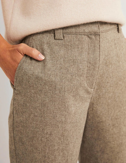High Rise Balloon Leg Pants-Light Oatmeal Marl