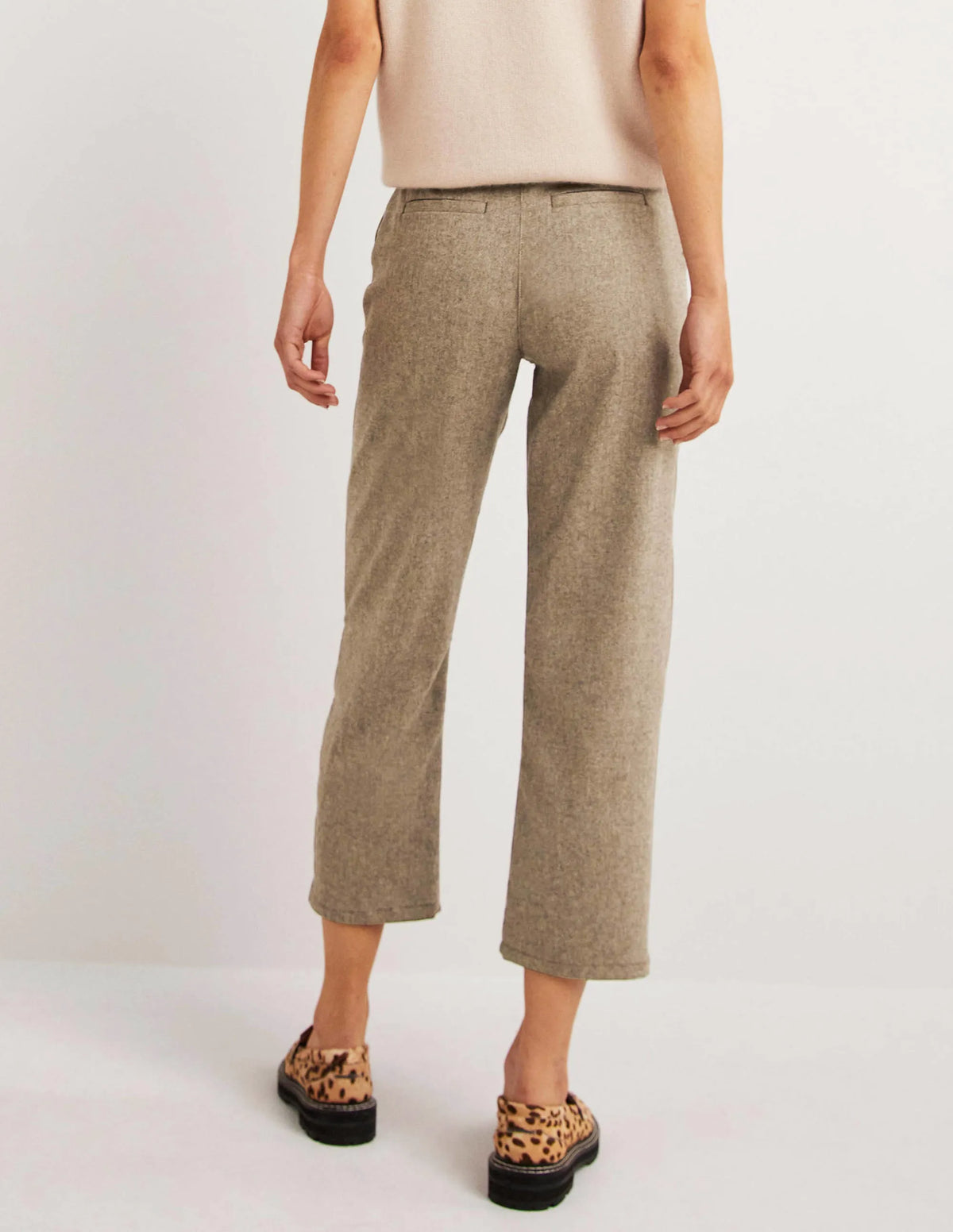 High Rise Balloon Leg Pants-Light Oatmeal Marl