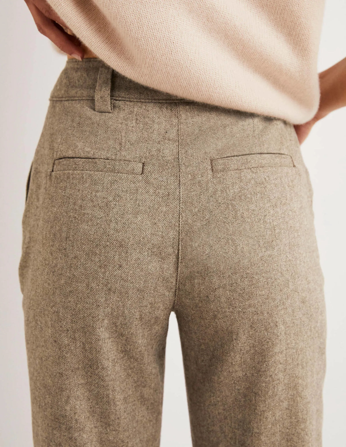 High Rise Balloon Leg Pants-Light Oatmeal Marl