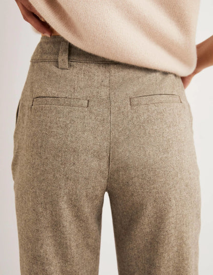High Rise Balloon Leg Pants-Light Oatmeal Marl