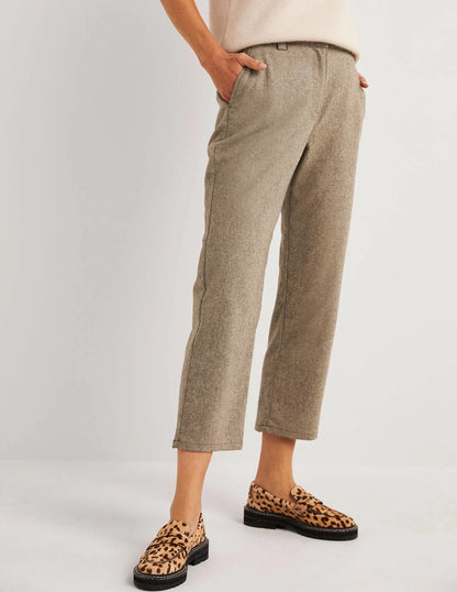 High Rise Balloon Leg Pants-Light Oatmeal Marl