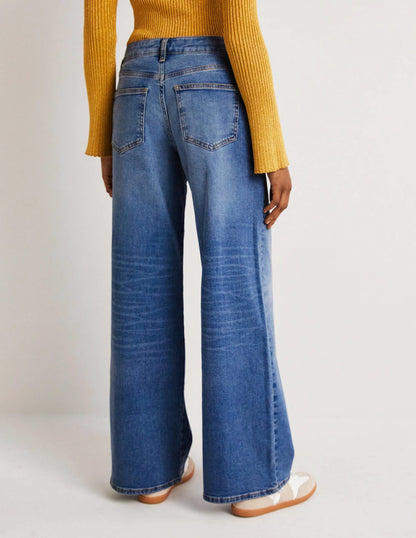 Low Rise Wide Leg Jeans-Light Vintage