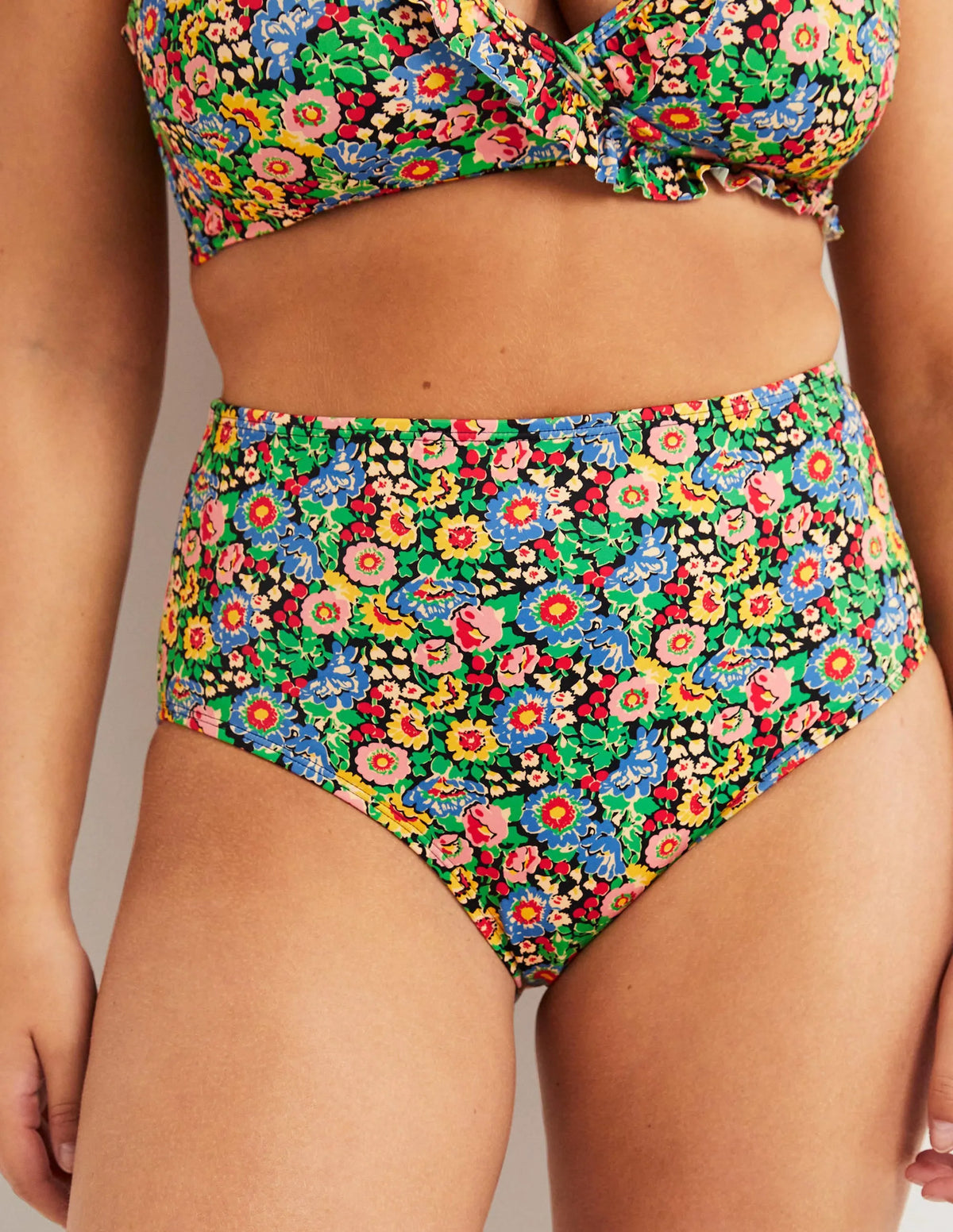 High Waisted Bikini Bottoms-Multi, Flora Illusion