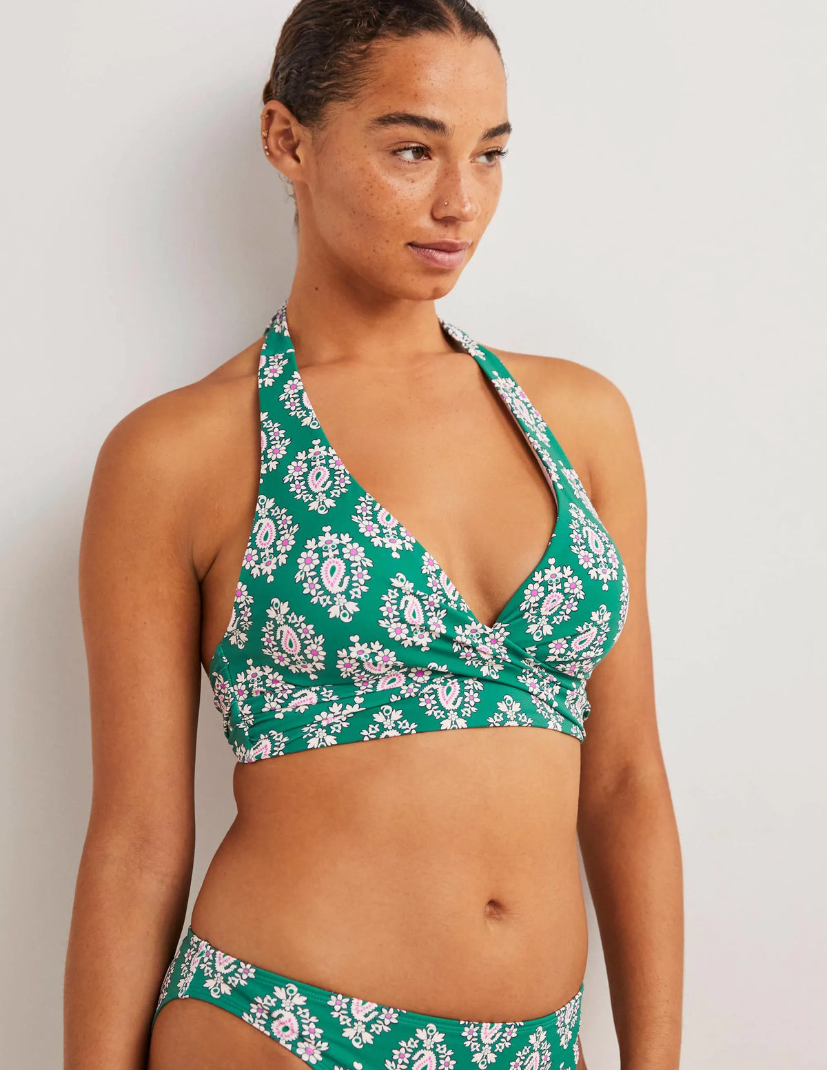 Levanzo Halter Bikini Top-Shady Glade, Opulent Paisley