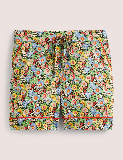 Cotton Pajama Shorts-Multi, Flora Illusion