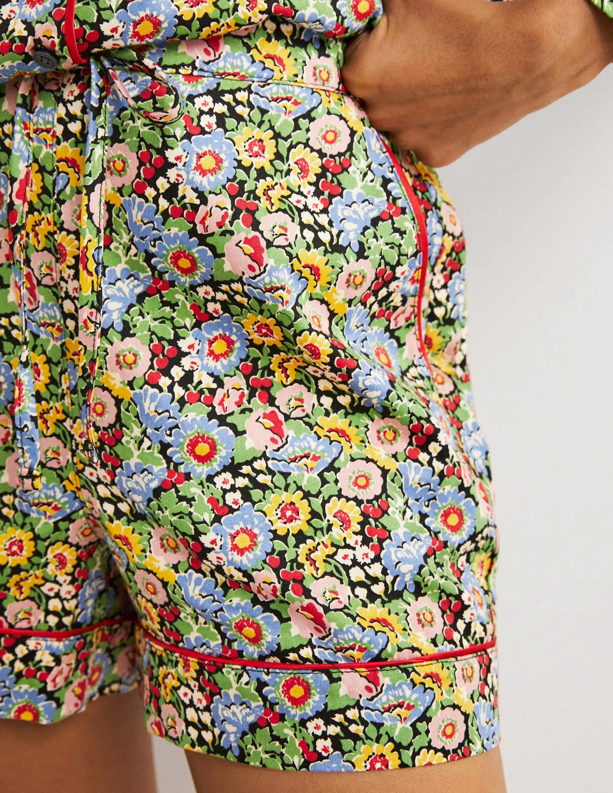 Cotton Pajama Shorts-Multi, Flora Illusion
