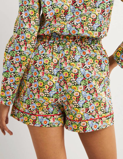 Cotton Pajama Shorts-Multi, Flora Illusion