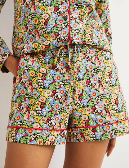 Cotton Pajama Shorts-Multi, Flora Illusion