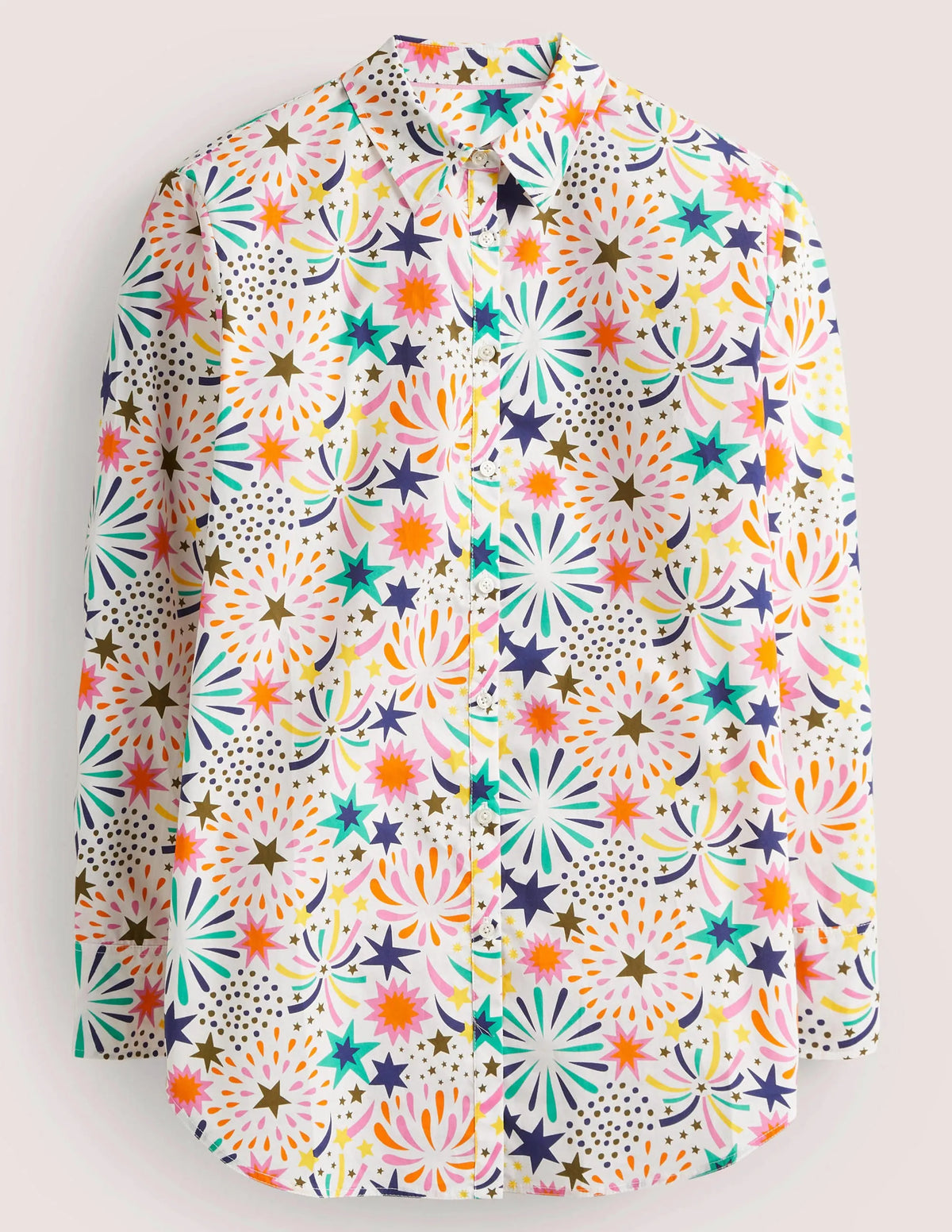 Relaxed Cotton Shirt-Ivory, Fireworks