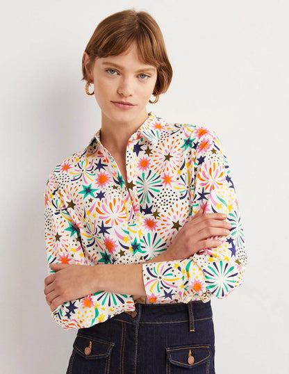Relaxed Cotton Shirt-Ivory, Fireworks