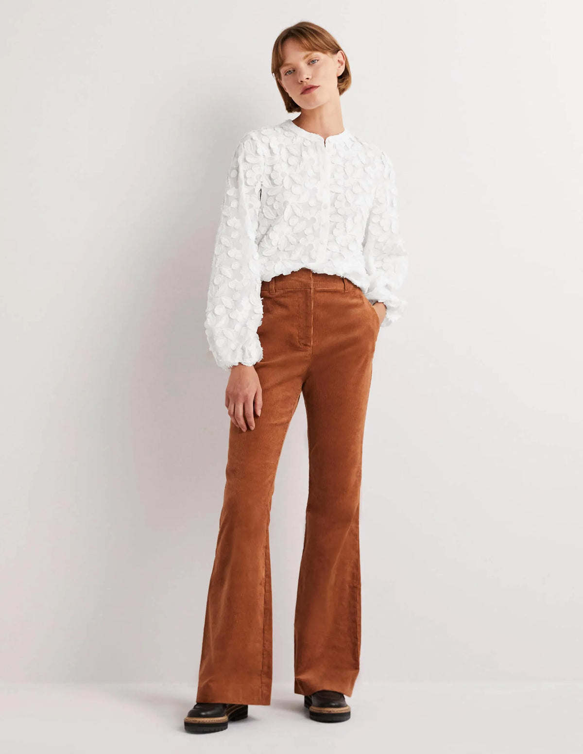 Textured Popover Blouse-White