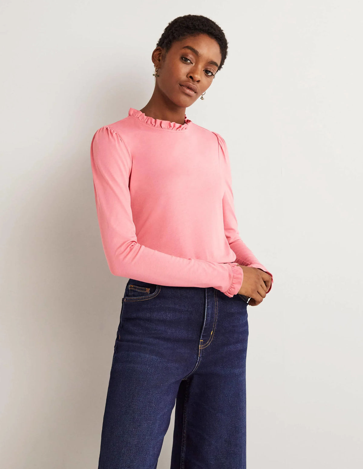 Supersoft Frill Detail Top-Wild Rose
