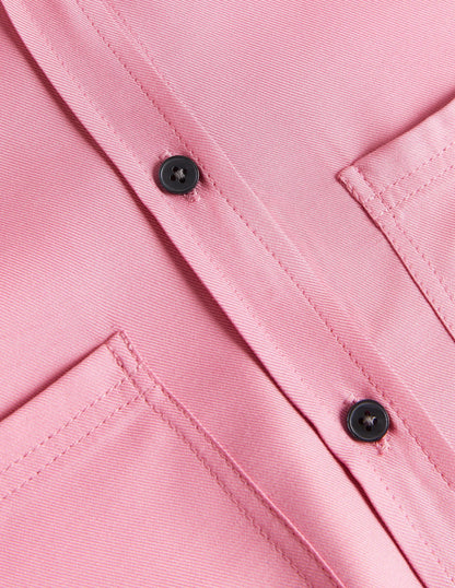 Longline Pocket Detail Shirt-Wild Rose