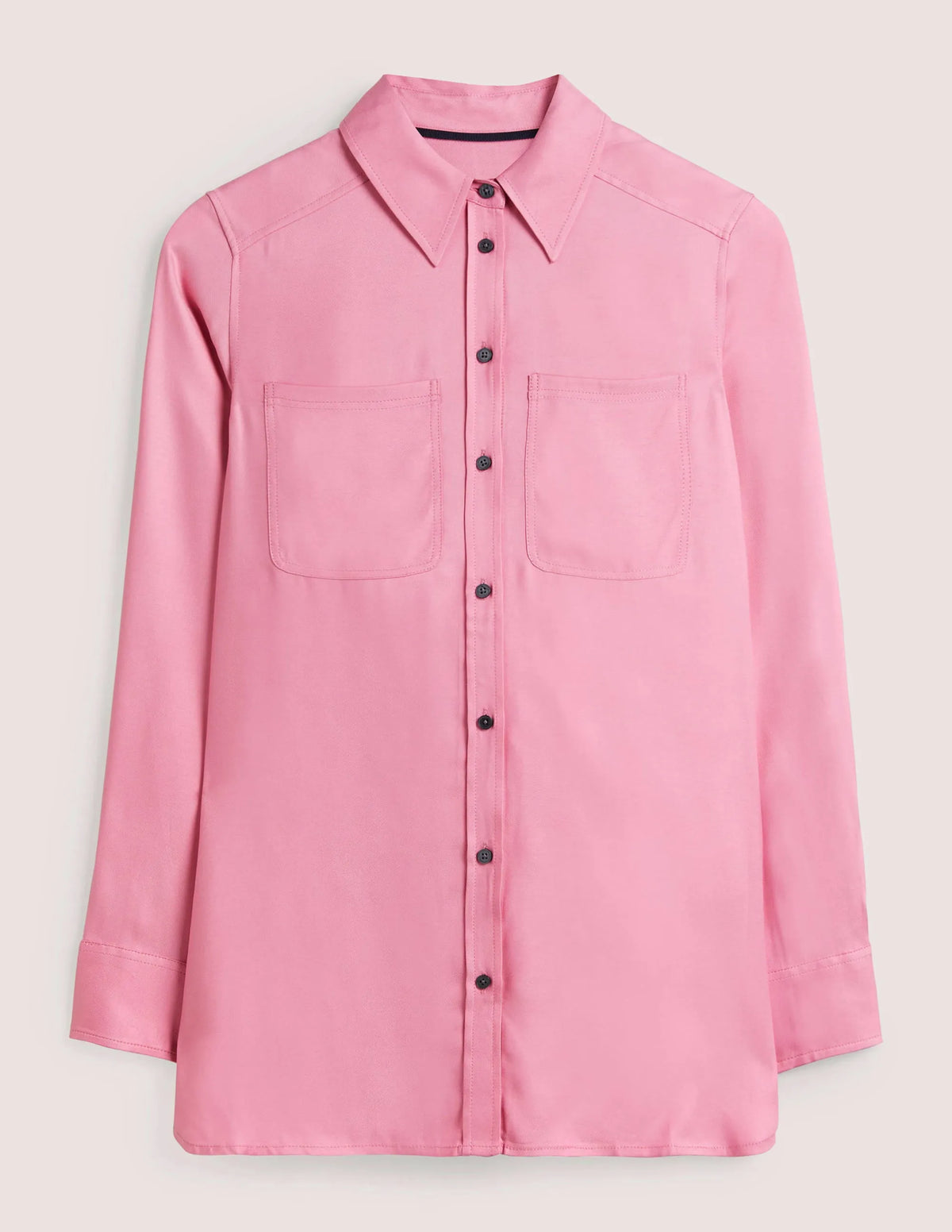 Longline Pocket Detail Shirt-Wild Rose