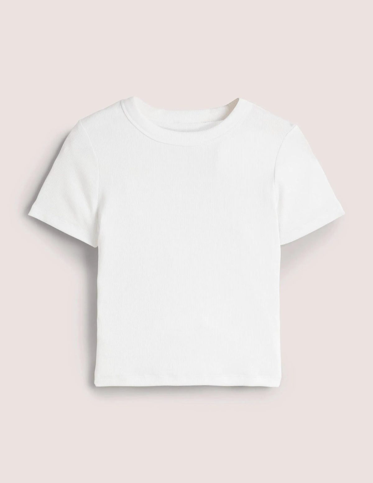 Cotton Ribbed T-Shirt-White
