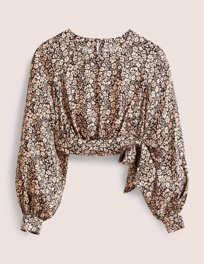 Long Sleeve Crop Top-Rope, Petal Bloom