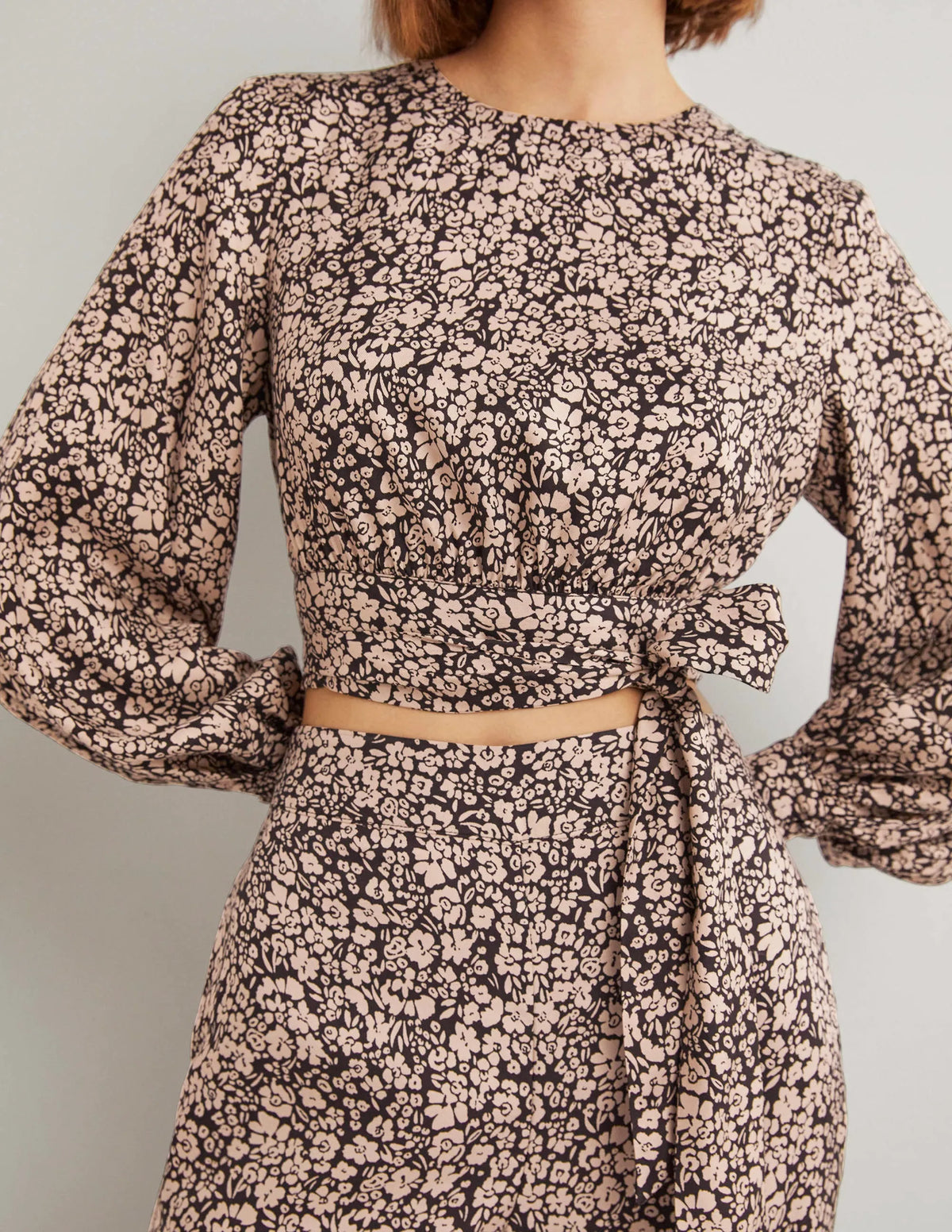 Long Sleeve Crop Top-Rope, Petal Bloom