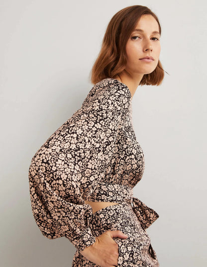 Long Sleeve Crop Top-Rope, Petal Bloom