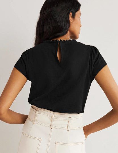 Cutwork Flutter T-Shirt-Black