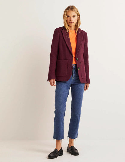 Bella Textured Wool Blazer-Mulled Wine