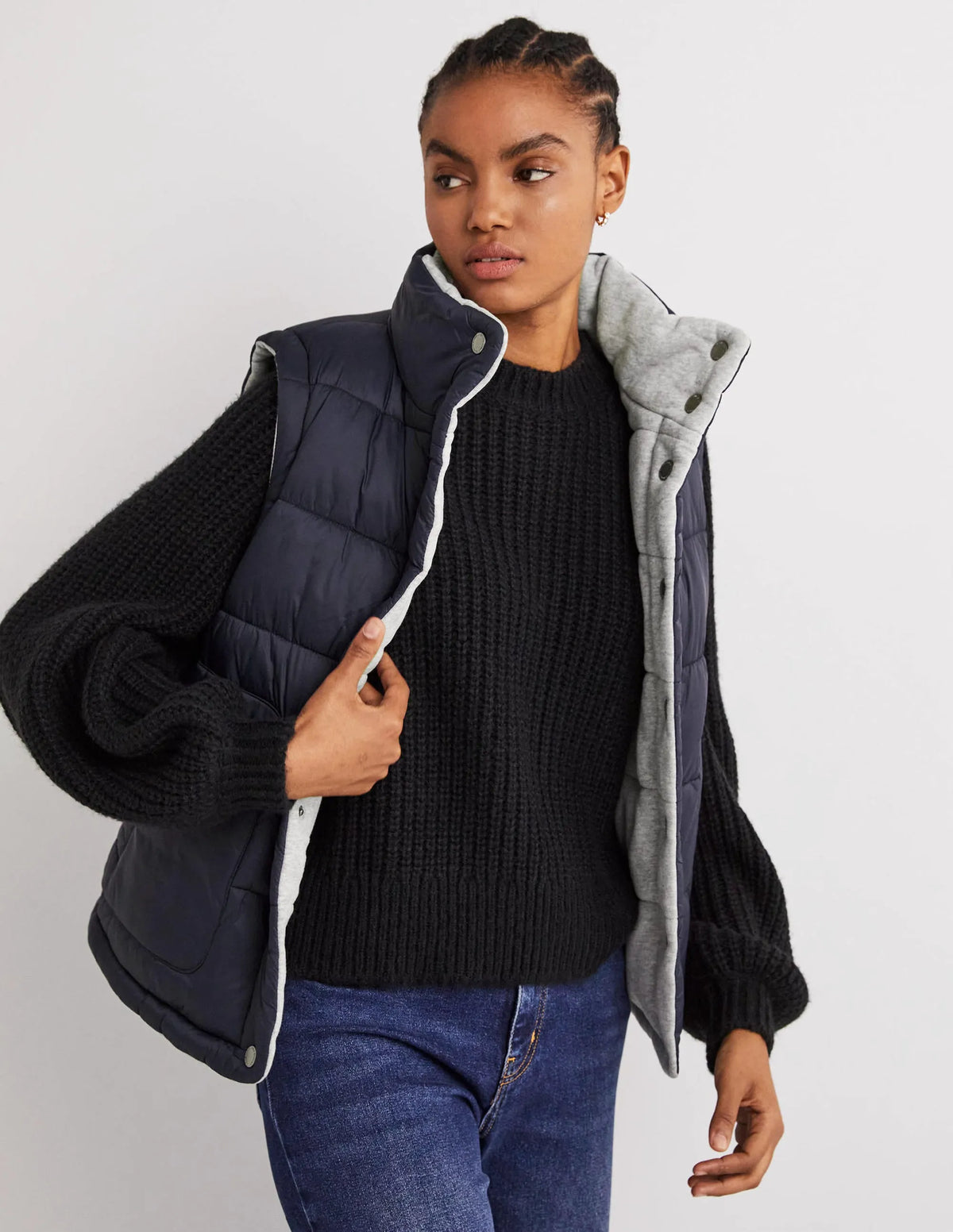 Reversible Vest-Grey Marl with Navy
