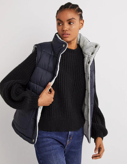 Reversible Vest-Grey Marl with Navy