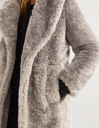 Longline Teddy Coat-Charcoal