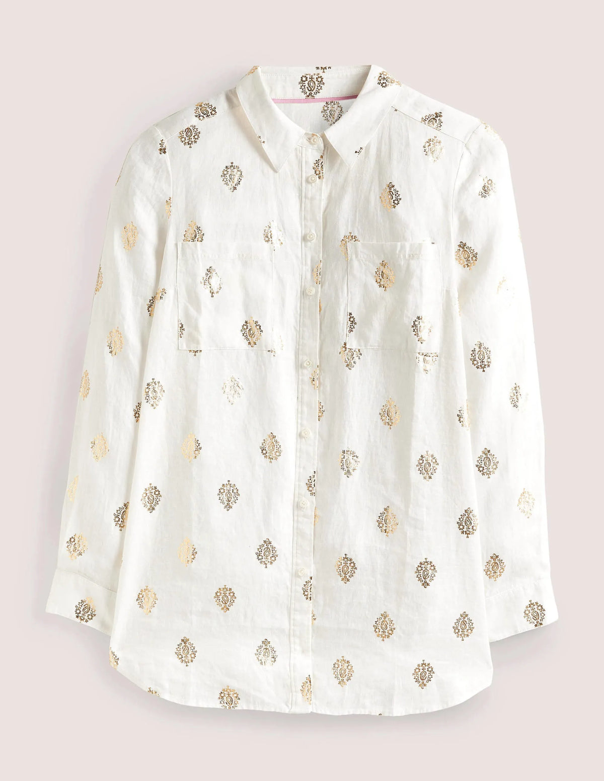 Linen Shirt-Ivory, Opulent Paisley