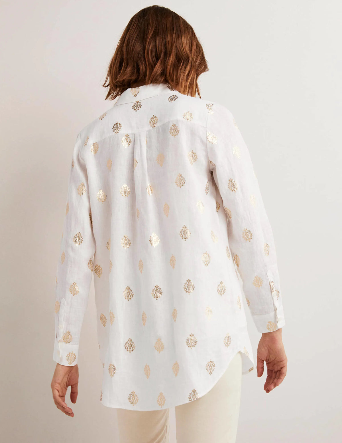Linen Shirt-Ivory, Opulent Paisley