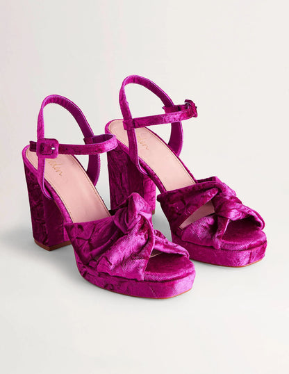 Twist Front Platform Sandals-Crushed Pink Velvet
