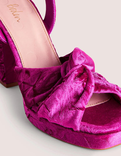 Twist Front Platform Sandals-Crushed Pink Velvet