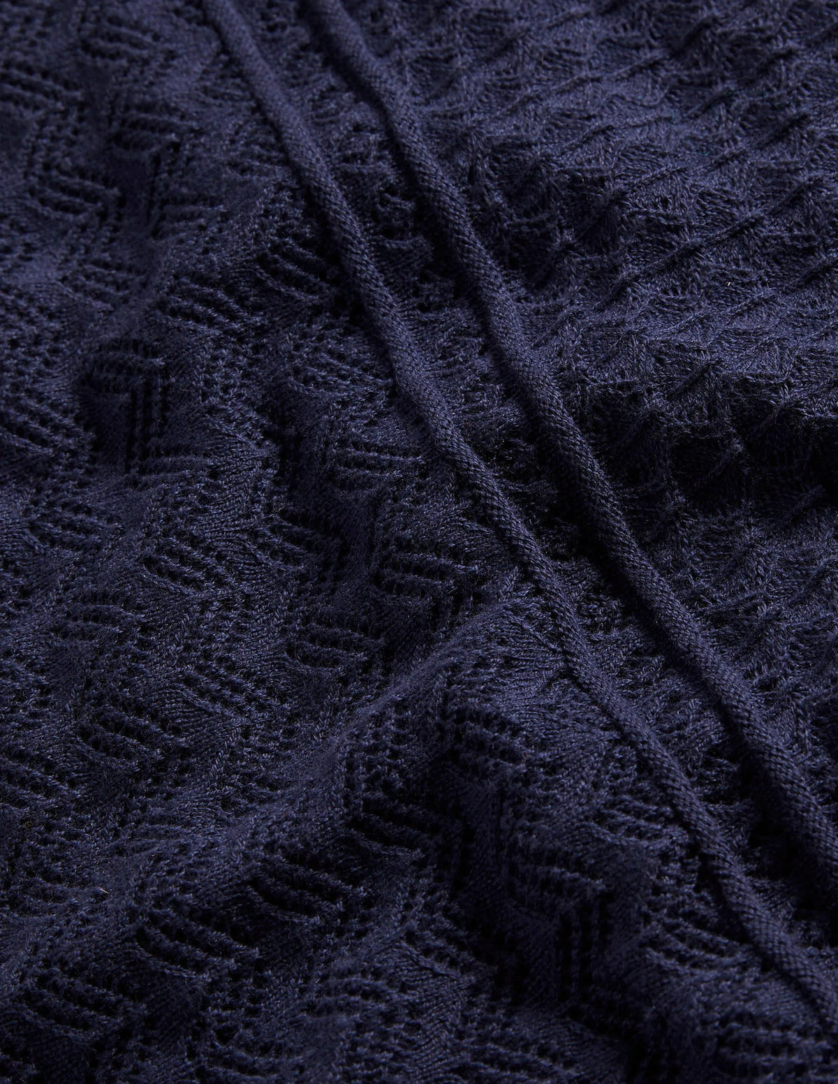 Pointelle Knitted Mini Dress-Night Blue