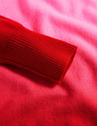 Margot Cashmere Sweater-Pink, Red Ombre