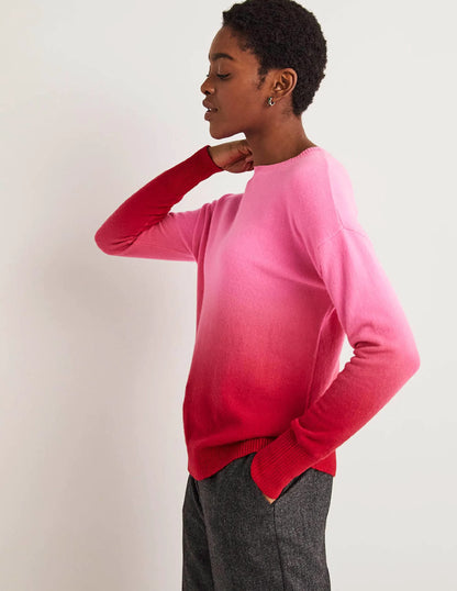 Margot Cashmere Sweater-Pink, Red Ombre