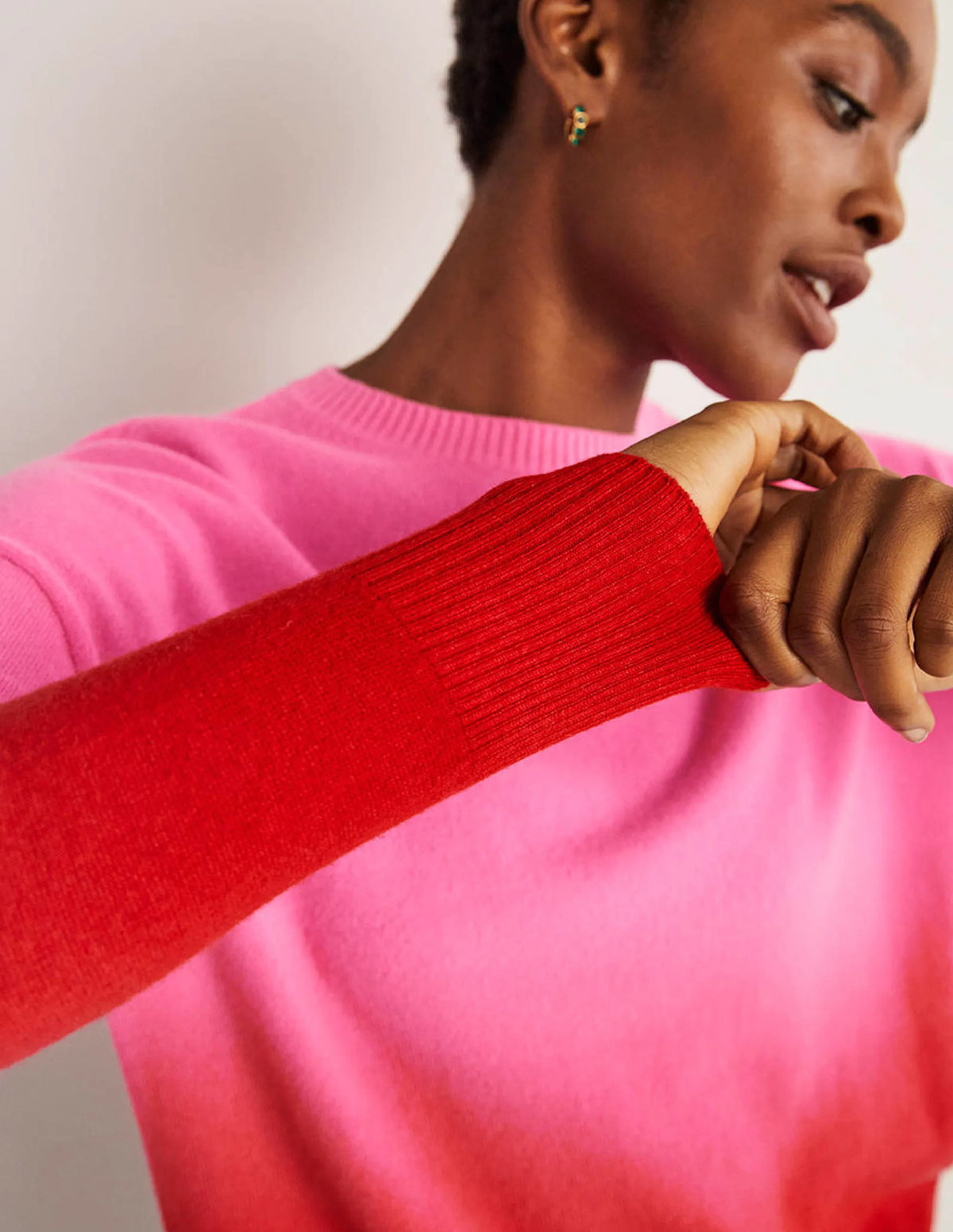 Margot Cashmere Sweater-Pink, Red Ombre