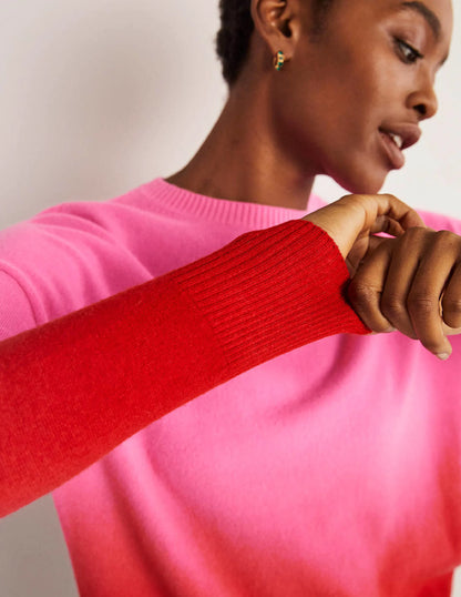 Margot Cashmere Sweater-Pink, Red Ombre