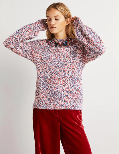 Blouson Sleeve Fluffy Sweater-Milkshake, Wild Vine